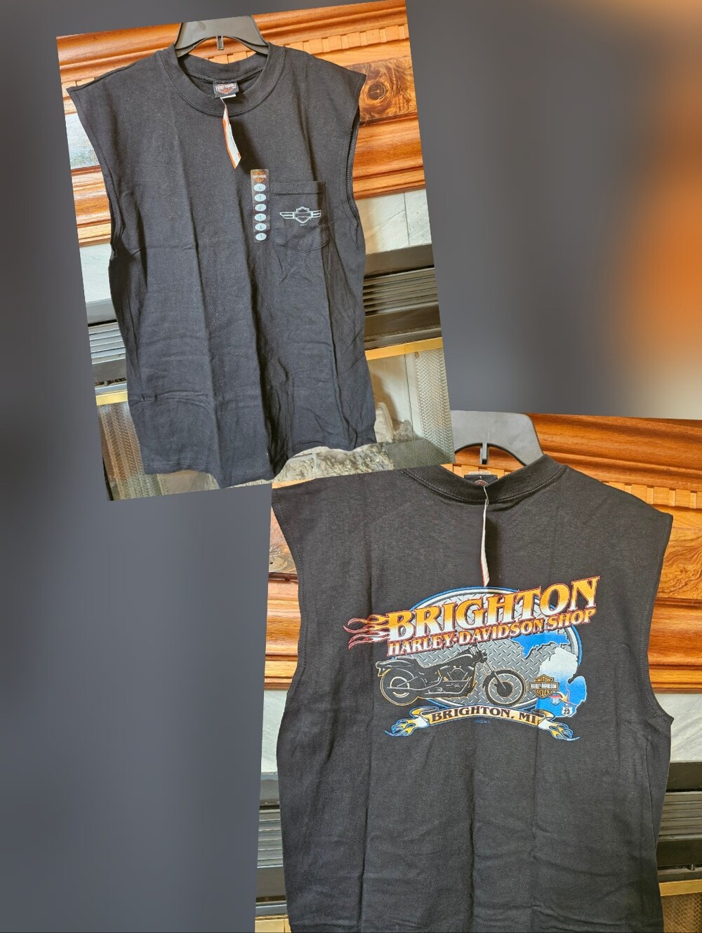 Vintage 2005. Harley-Davidson. Large Sleeveless Tee. Brighton, Mi Graphic. NWT.